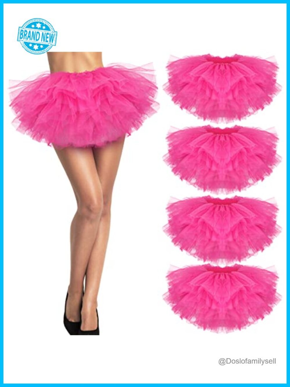 Tulle Tutu Skirt Set 5 Layer Fluffy Cosplay Dance Costume Mini